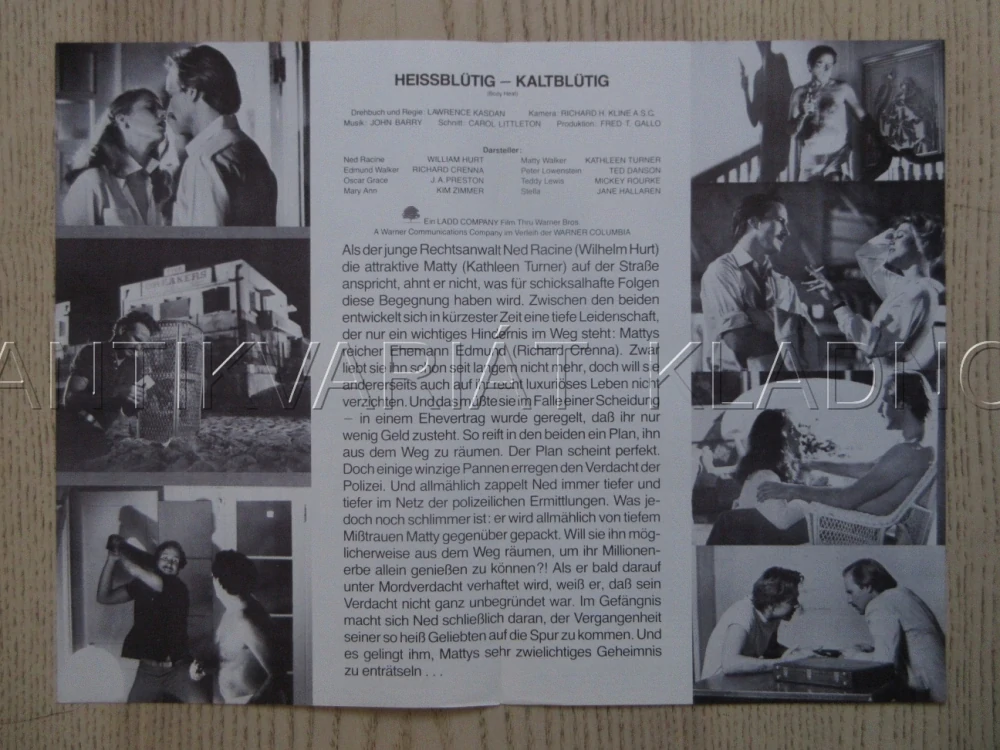 BODY HEAT, W. HURT, K. TURNER, BIO PROGRAM ČŠ-2 Č. 34