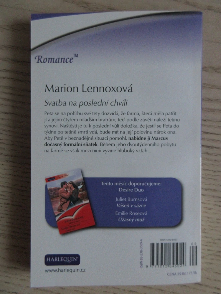 SVATBA NA POSLEDNÍ CHVÍLI, MARION LENNOXOVÁ, **an