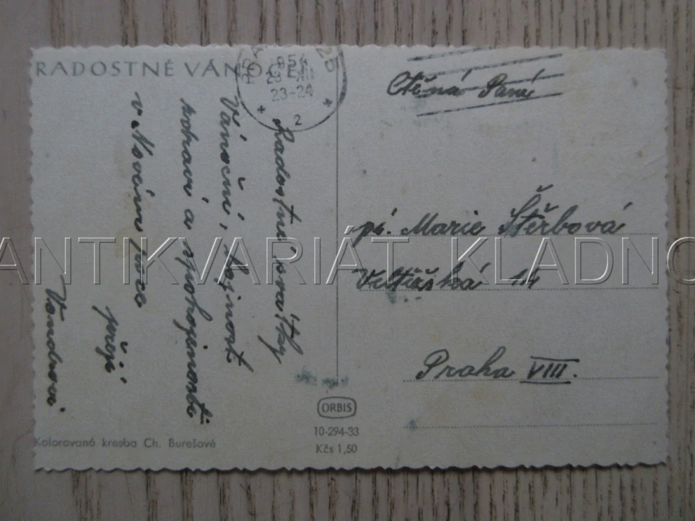 RADOSTNÉ VÁNOCE!, CH. BUREŠOVÁ, KAPR, ZIMA, SNÍH, POHLEDNICE 1774