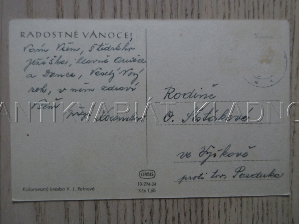 RADOSTNÉ VÁNOCE!, V. J. REINOVÁ, BRUSLENÍ, BRUSLE, LED, ZIMA, SNÍH, DĚTI, POHLEDNICE 1775