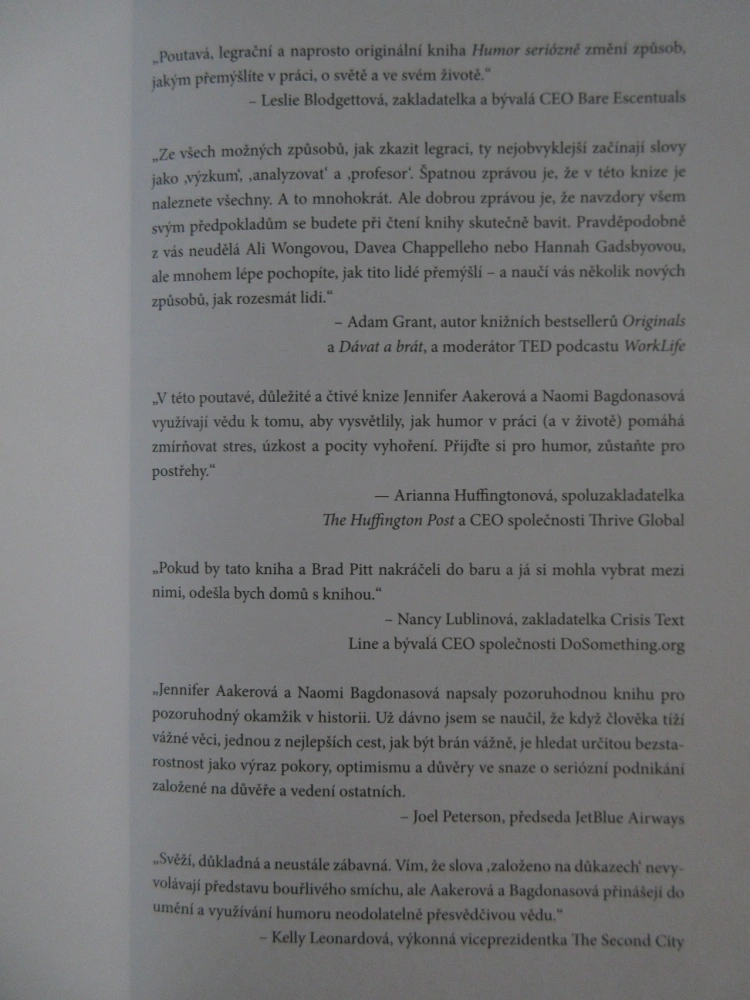 HUMOR SERIÓZNĚ: PROČ JE HUMOR TAJNOU ZBRANÍ V PROFESNÍM A OSOBNÍM ŽIVOTĚ, JENNIFER AAKEROVÁ, NAOMI BAGDONASOVÁ, **an