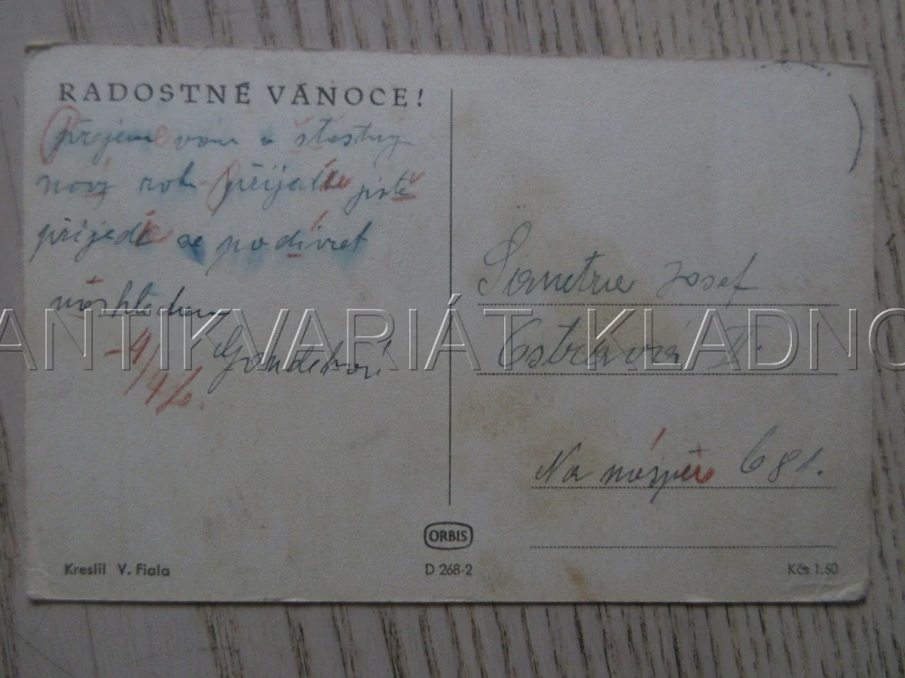 RADOSTNÉ VÁNOCE!, ZIMA, SNÍH, STÁNKY, VÁNOČNÍ STROMEK, V. FIALA, POHLEDNICE 1791