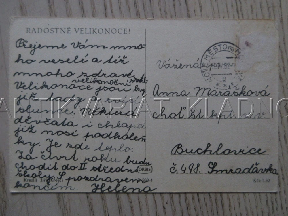 RADOSTNÉ VELIKONOCE!, KUŘE, DĚTI, J. KREJČÍ, POHLEDNICE 1796