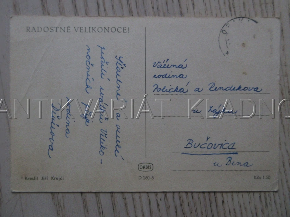 RADOSTNÉ VELIKONOCE!, J. KREJČÍ, KUŘE, KUŘÁTKA, POHLEDNICE 1800