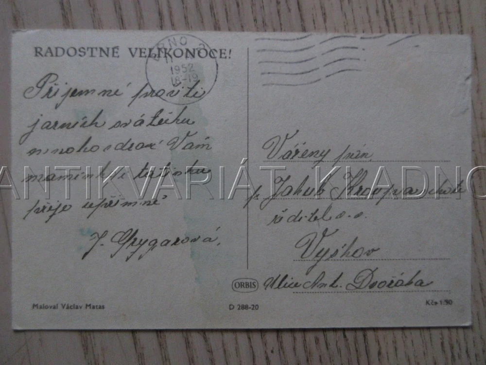 RADOSTNÉ VELIKONOCE!, V. MATAS, FARMA, OVCE, TRAKTOR, POHLEDNICE 1804