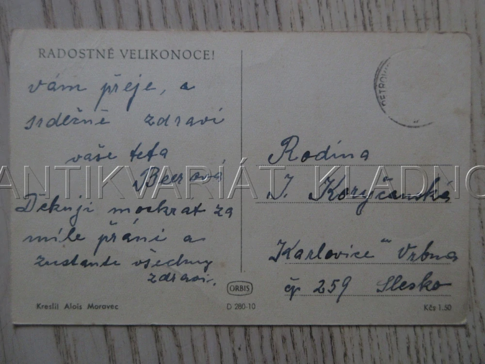 RADOSTNÉ VELIKONOCE!, A. MORAVEC, LOUKA, KYTKY, HUSA, POHLEDNICE 1805