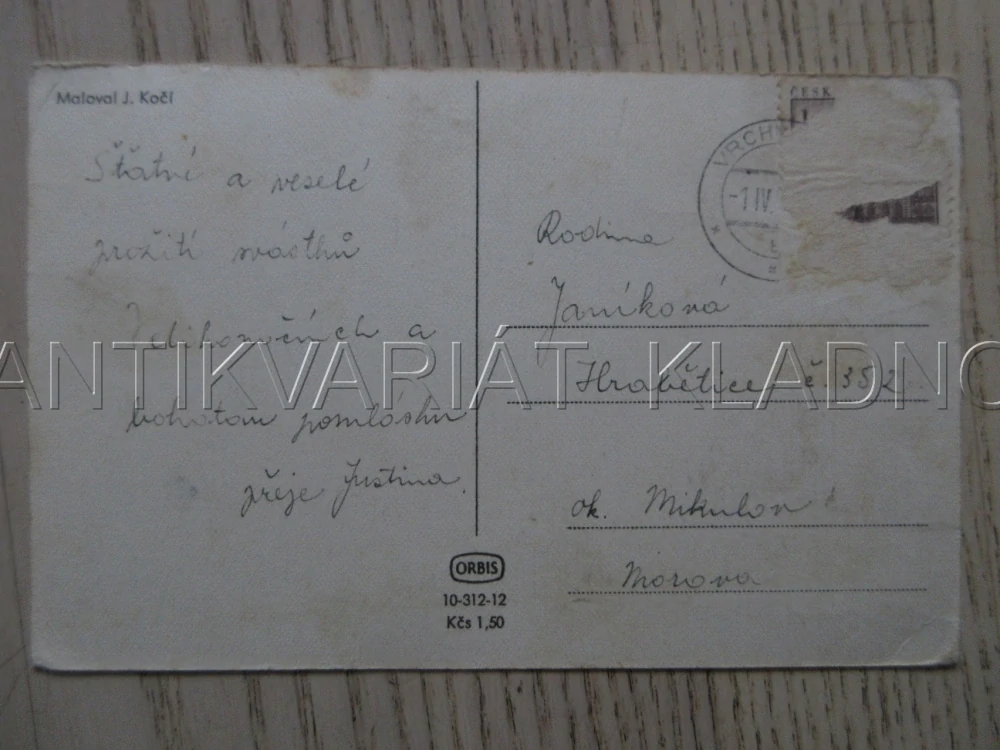 RADOSTNÉ VELIKONOCE!, J. KOČÍ, KŮZLE, POMLÁZKA, PŘÍRODA, KROJ, POHLEDNICE 1808