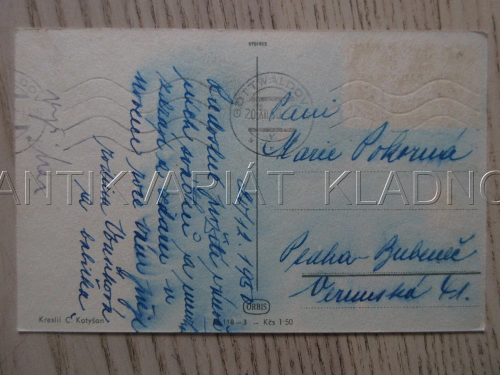 RADOSTNÉ VÁNOCE A ÚSPĚŠNÝ NOVÝ ROK!, ZIMA, DĚTI, LYŽE, LYŽOVÁNÍ, CHALUPA, C. KOTYŠAN, POHLEDNICE 1835