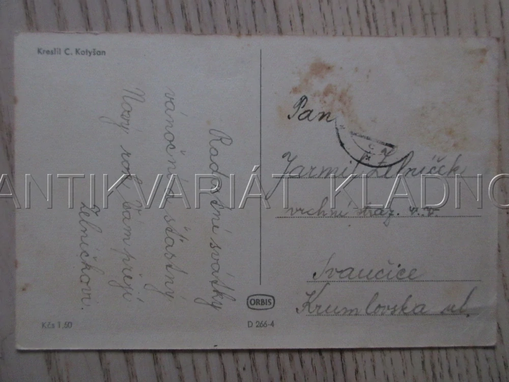 RADOSTNÉ VÁNOCE!, ZIMA, SNÍH, VÁNOČNÍ STROMEČEK, STATEK, C. KOTYŠAN, POHLEDNICE 1836