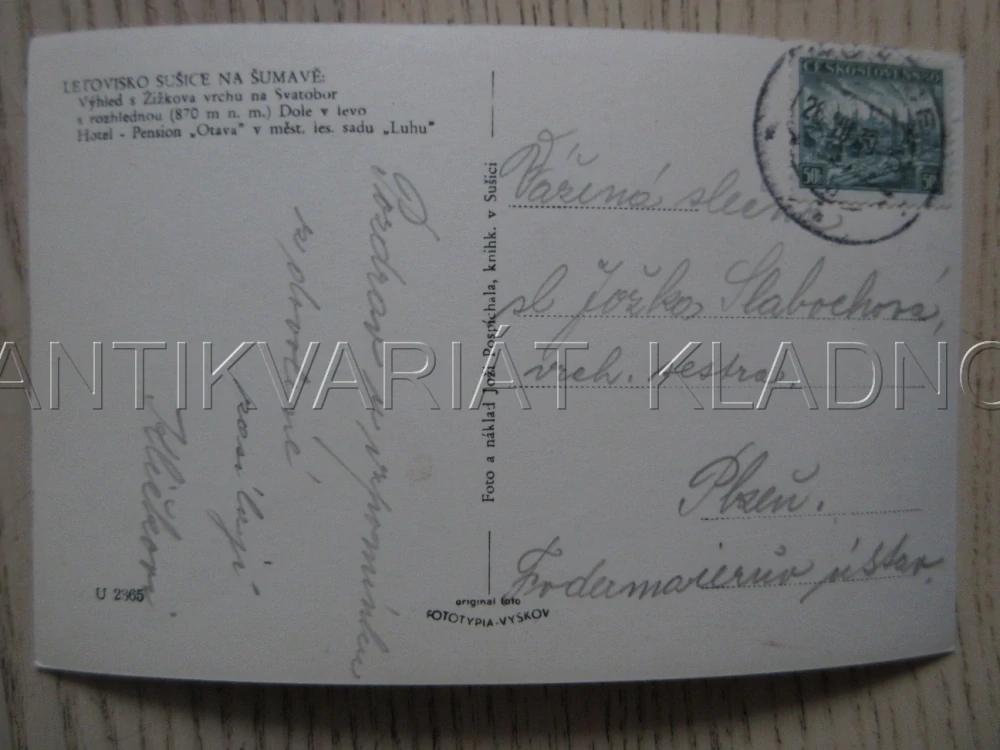 LETOVISKO SUŠICE NA ŠUMAVĚ, VÝHLED NA SVATOBOR, POHLED NA MĚSTO A SVATOBOR S ROZHLEDNOU, HOTEL, OKRES KLATOVY, POHLEDNICE 1910