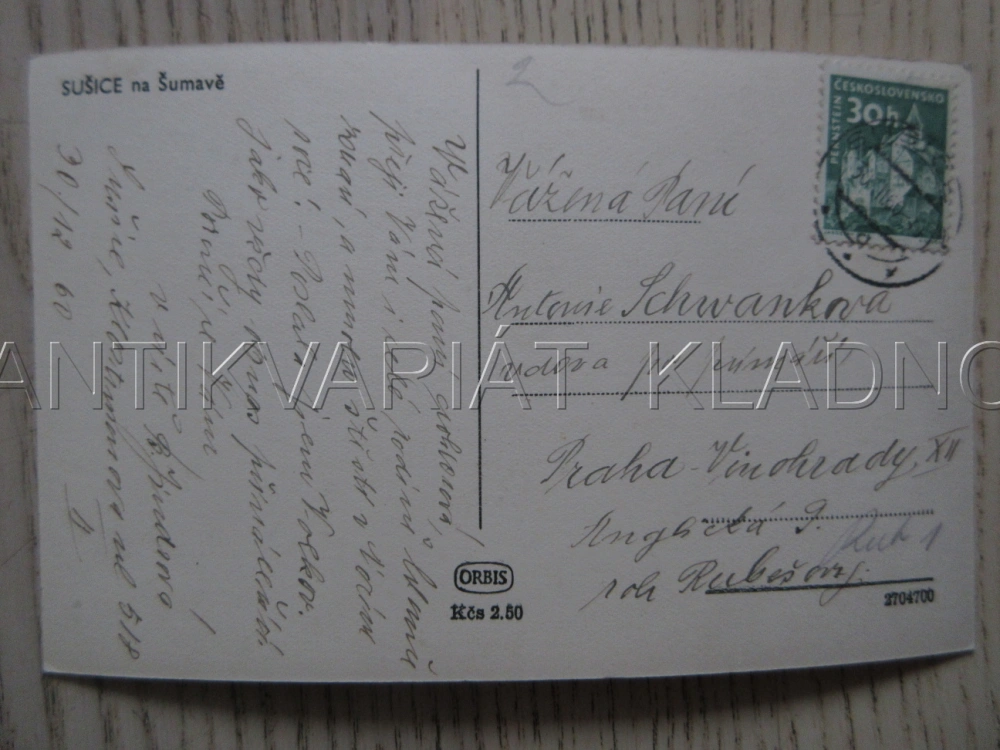 SUŠICE NA ŠUMAVĚ, CELKOVÝ POHLED NA MĚSTO, OKRES KLATOVY, POHLEDNICE 1911