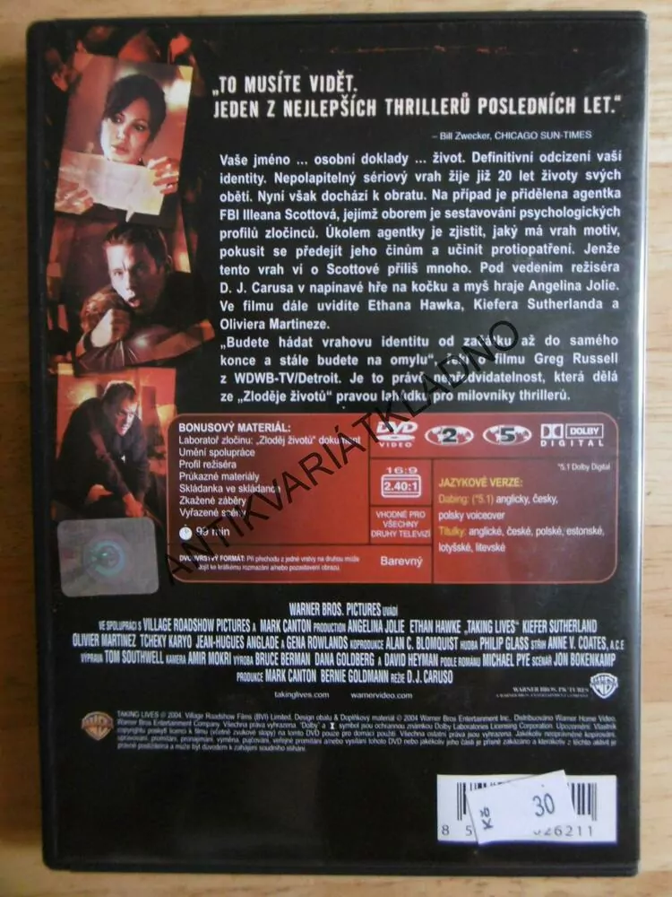 ZLODĚJ ŽIVOTŮ, DVD FILM 
