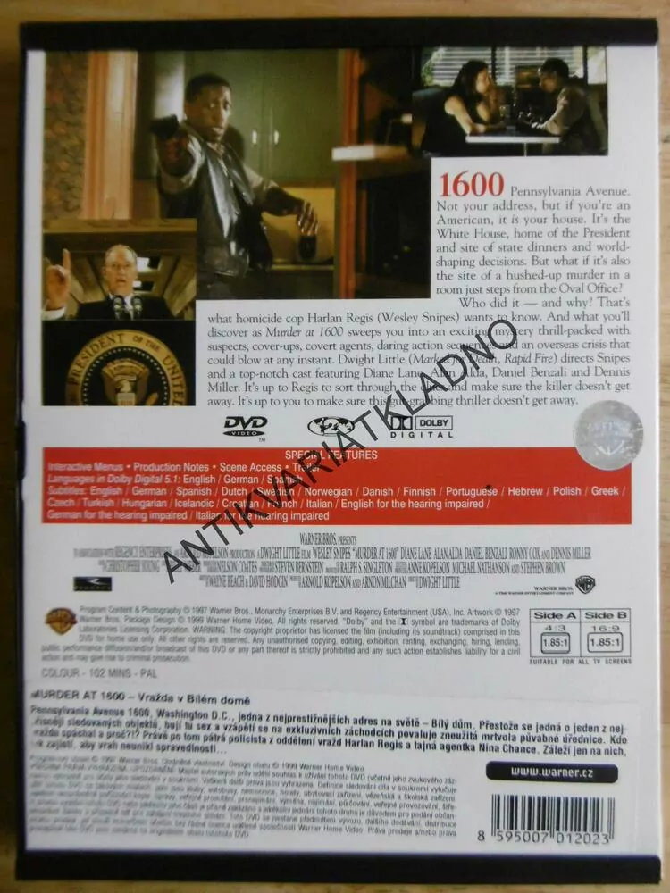 MURDER AT 1600,VRAŽDA V BÍLÉM DOMĚ, DVD FILM