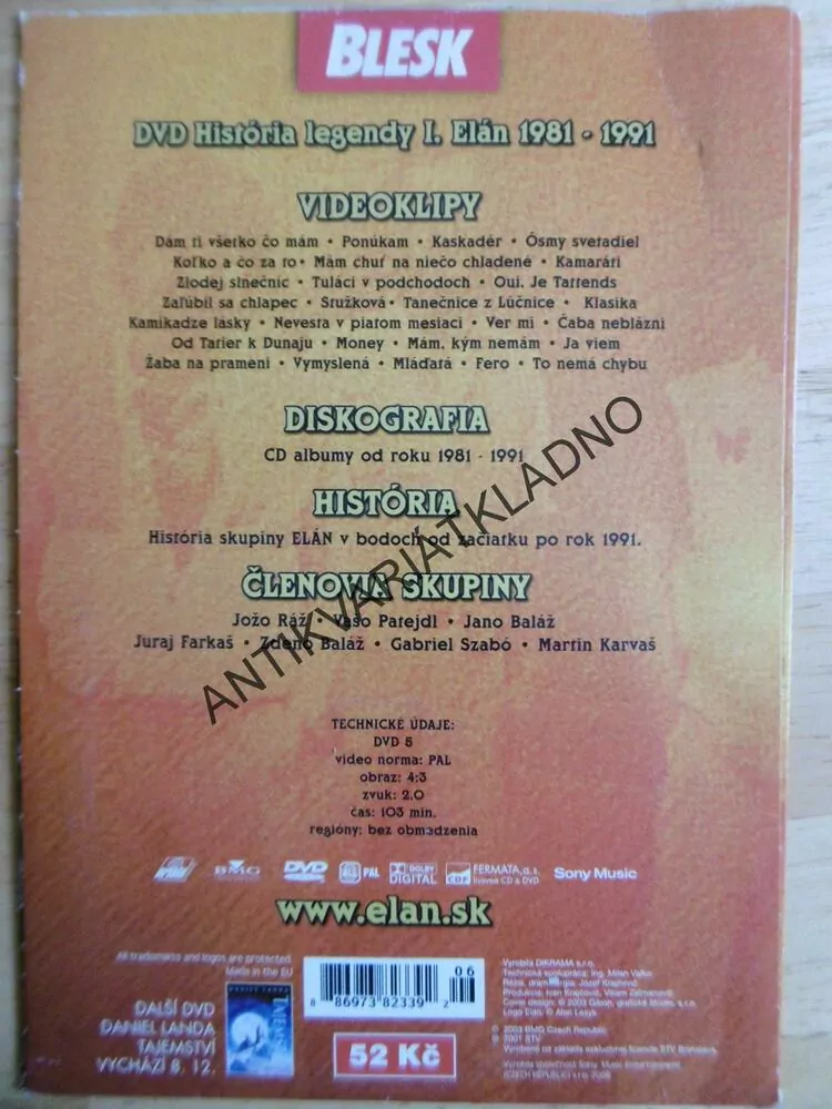 ELÁN HISTORIA LEGENDY 1., 1981-1991, DVD