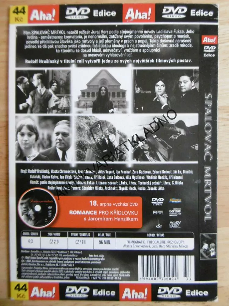 SPALOVAČ MRTVOL, DVD FILM  ČR
