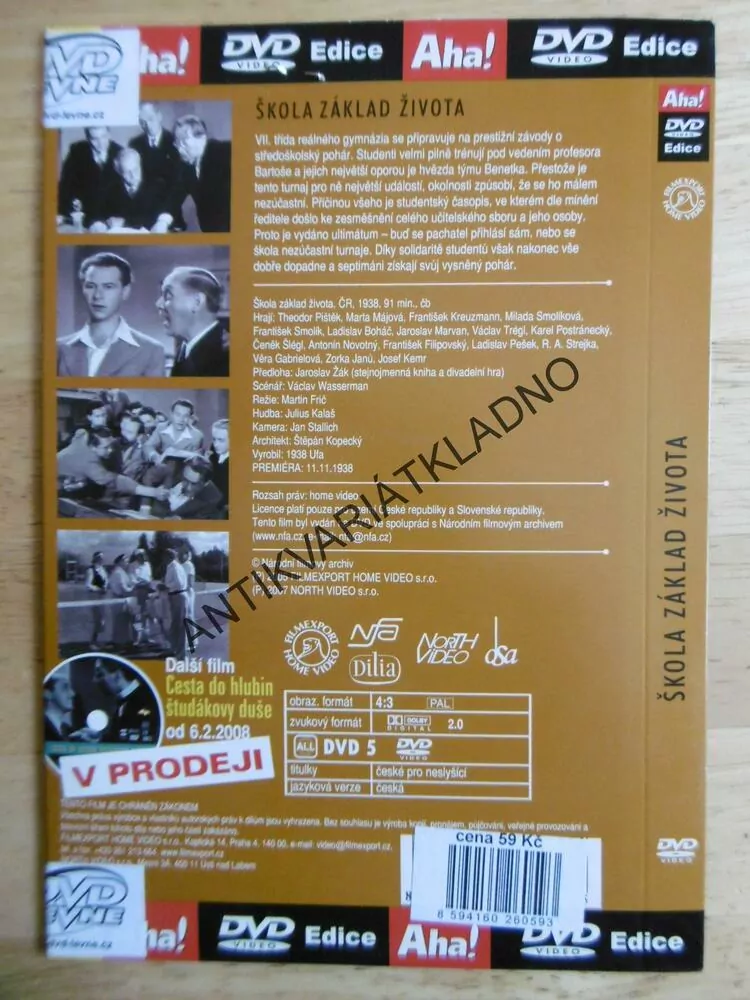 ŠKOLA ZÁKLAD ŽIVOTA, DVD FILM  ČR
