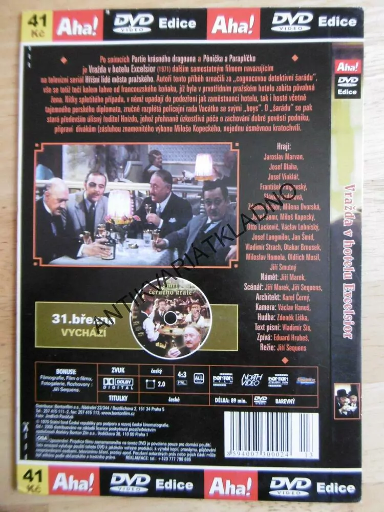 VRAŽDA V HOTELU EXCELSIOR, DVD FILM ČR