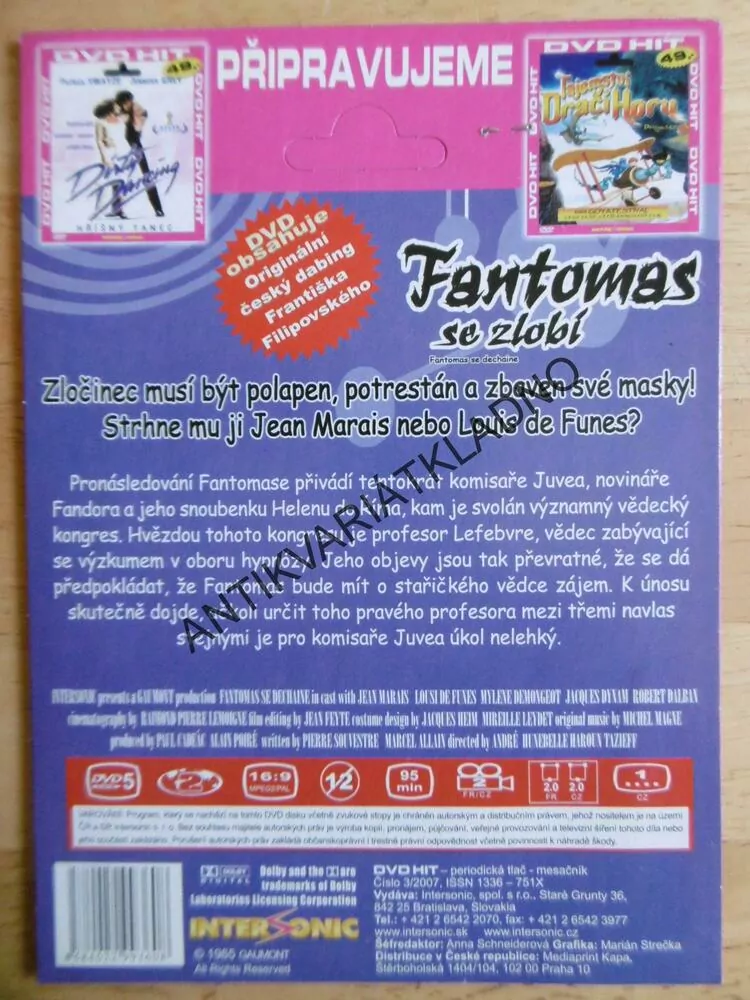 FANTOMAS SE ZLOBÍ, DVD FILM 