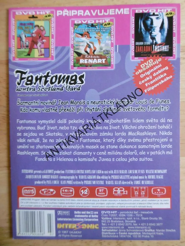 FANTOMAS KONTRA SCOTLAND YARD, DVD FILM