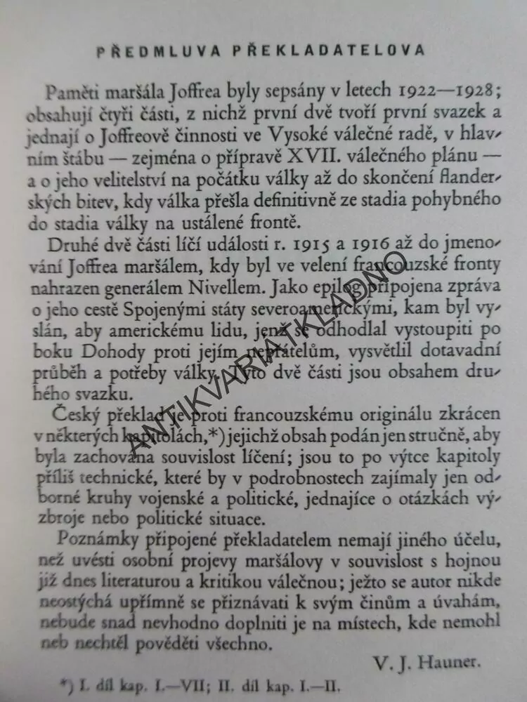 PAMĚTI MARŠÁLA JOFFREA, Z VÁLKY A REVOLUCE, 1933, **an