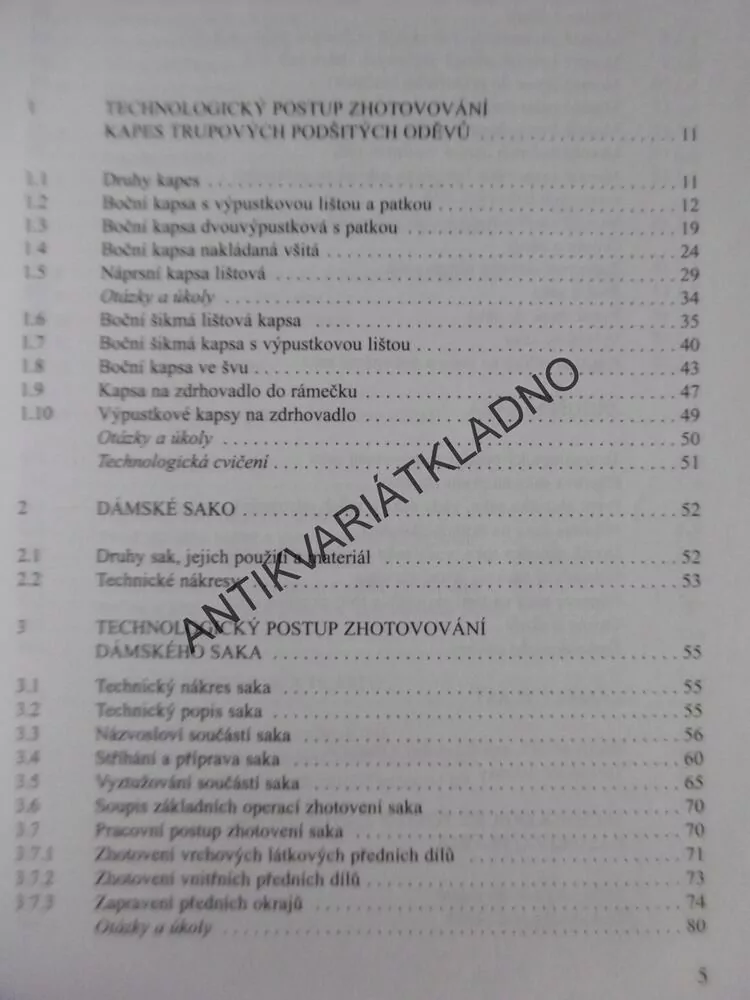 ODĚVNÍ TECHNOLOGIE, 3., VELÍKOVÁ