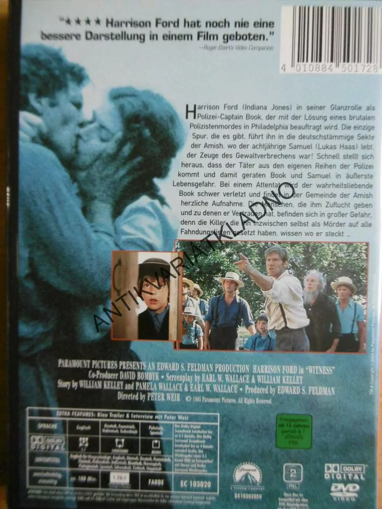 DER EINZIGE ZEUGE, HARRISON FORD, DVD FILM