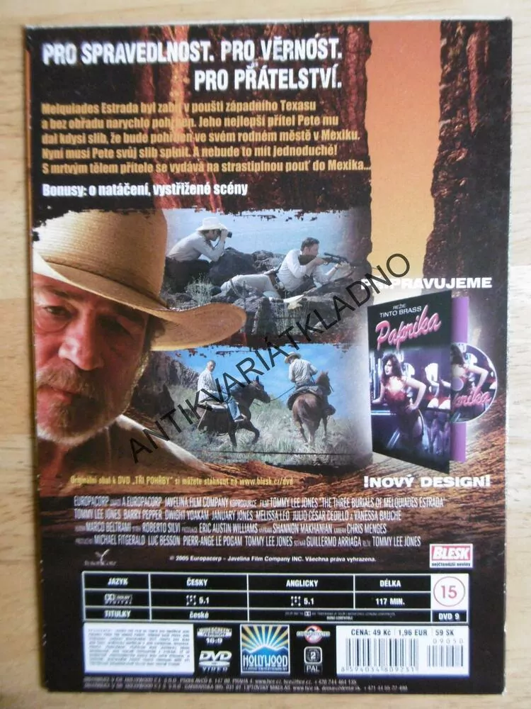 TŘI POHŘBY, TOMMY LEE JONES, DVD FILM