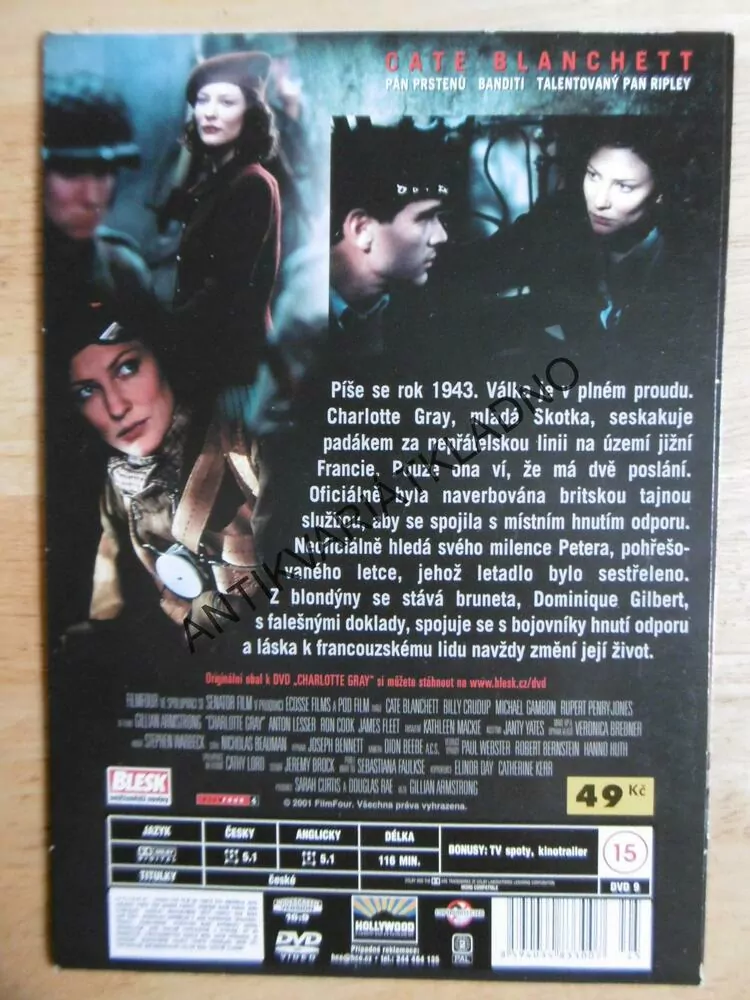 CHARLOTTE GRAY, CATE BLANCHETT, DVD FILM