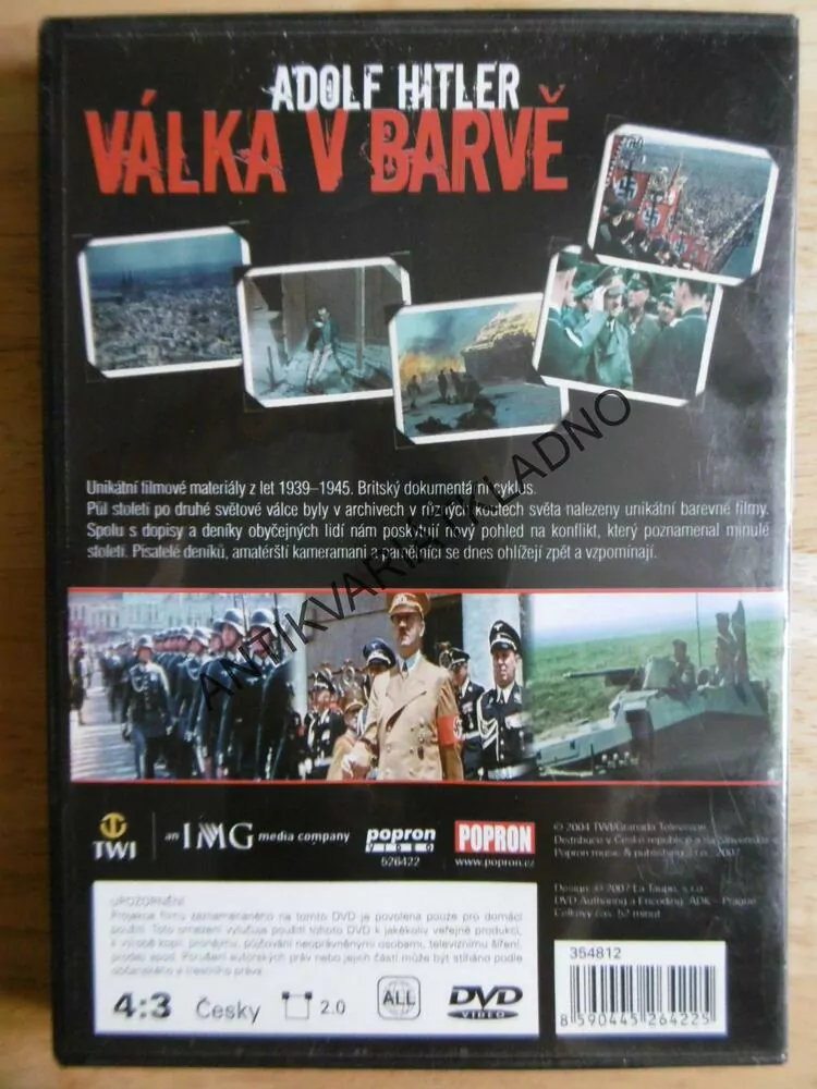 VÁLKA V BARVĚ, ADOLF HITLER, VÁLEČNÝ DOKUMENT, DVD FILM