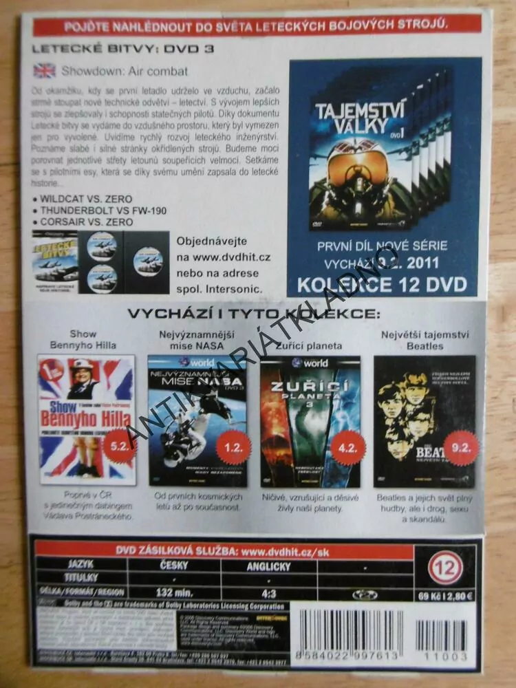LETECKÉ BITVY 3., DVD DOKUMENT SVĚT.VÁLKA, LETECTVÍ