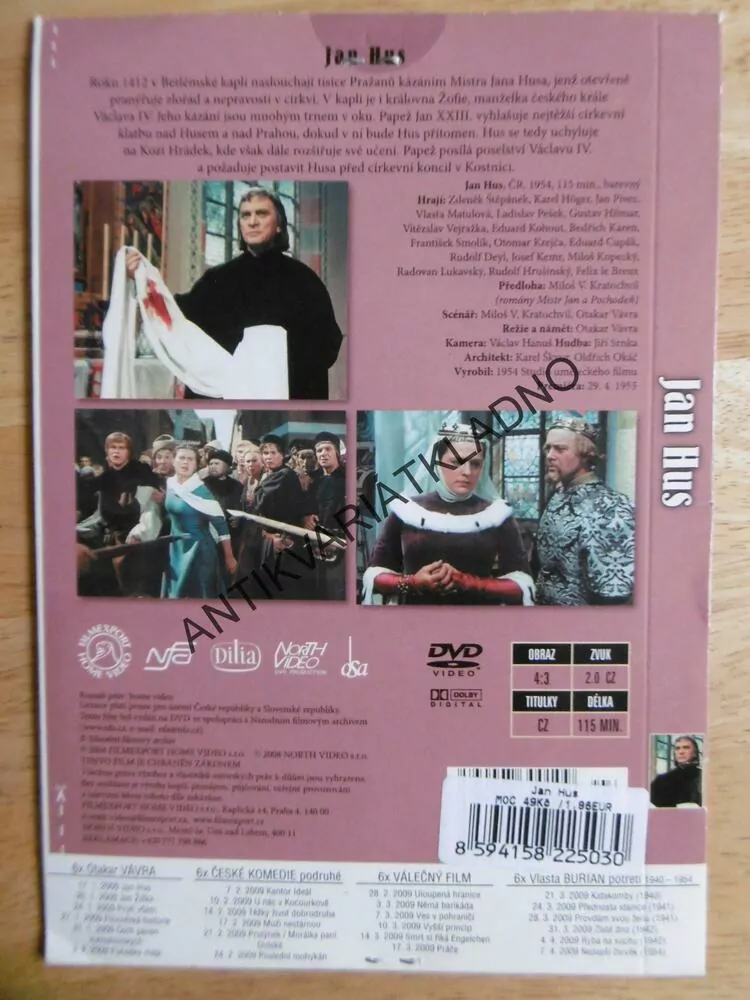 JAN HUS, OTAKAR VÁVRA, ŠTĚPÁNEK, HÖGER, PIVEC, DVD FILM