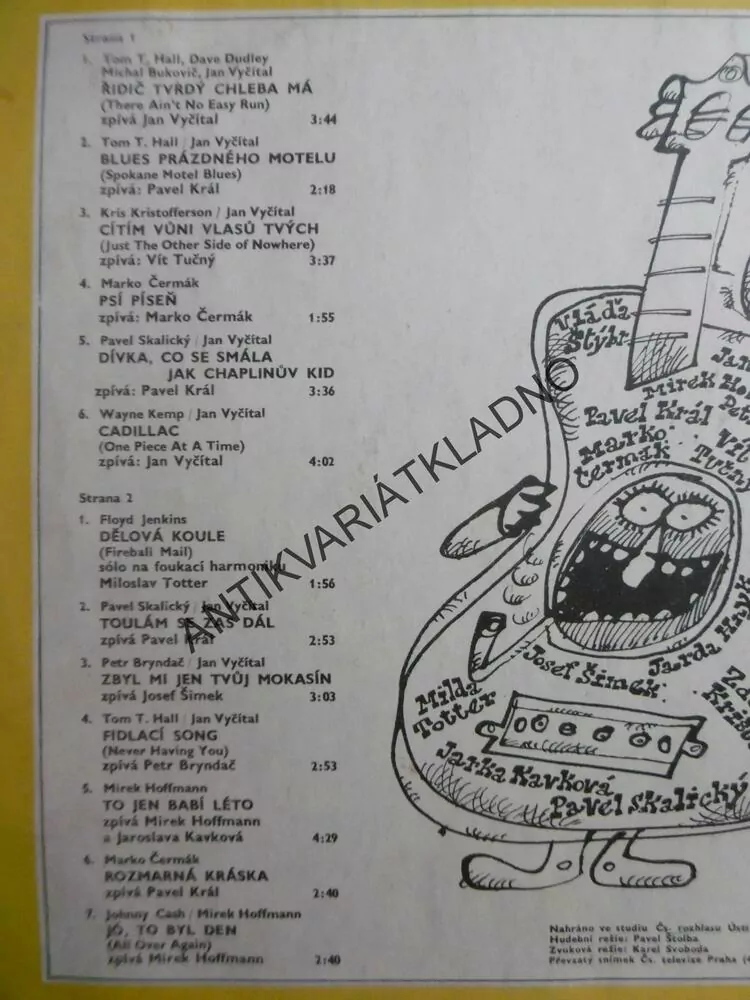 ZELENÁČI, VYČÍTAL, ŘIDIČ TVRDÝ CHLEBA MÁ, 1979, LP
