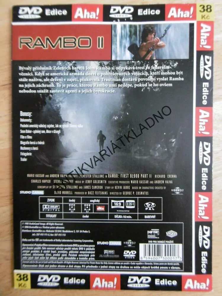 RAMBO II, STALLONE, DVD FILM