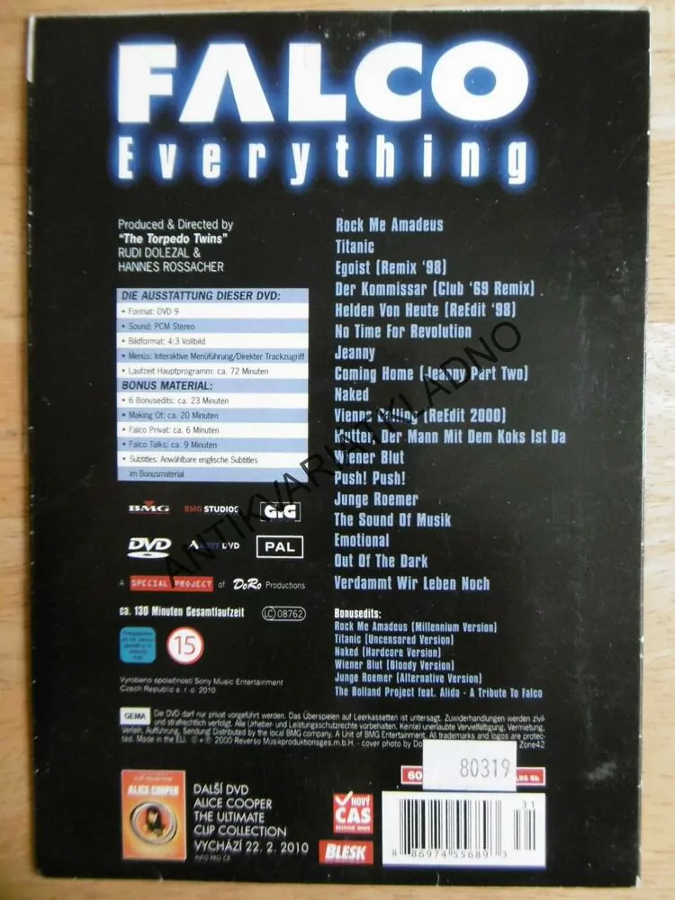 FALCO, EVERYTHING, DVD HUDBA