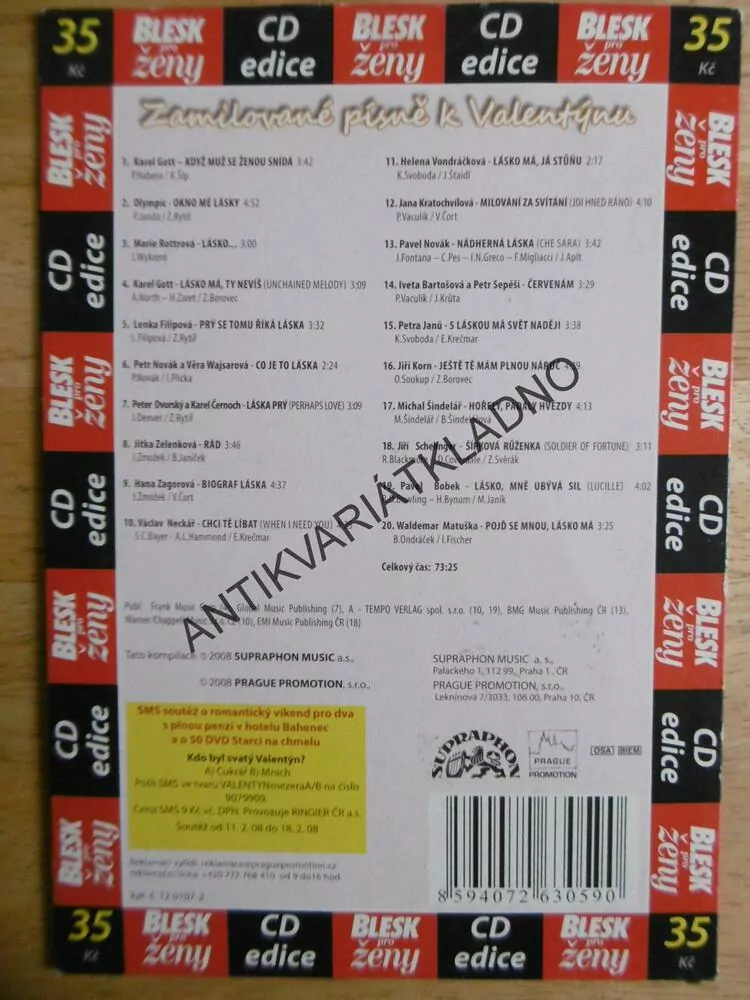 ZAMILOVANÉ PÍSNĚ K VALENTÝNU, DVD HUDBA