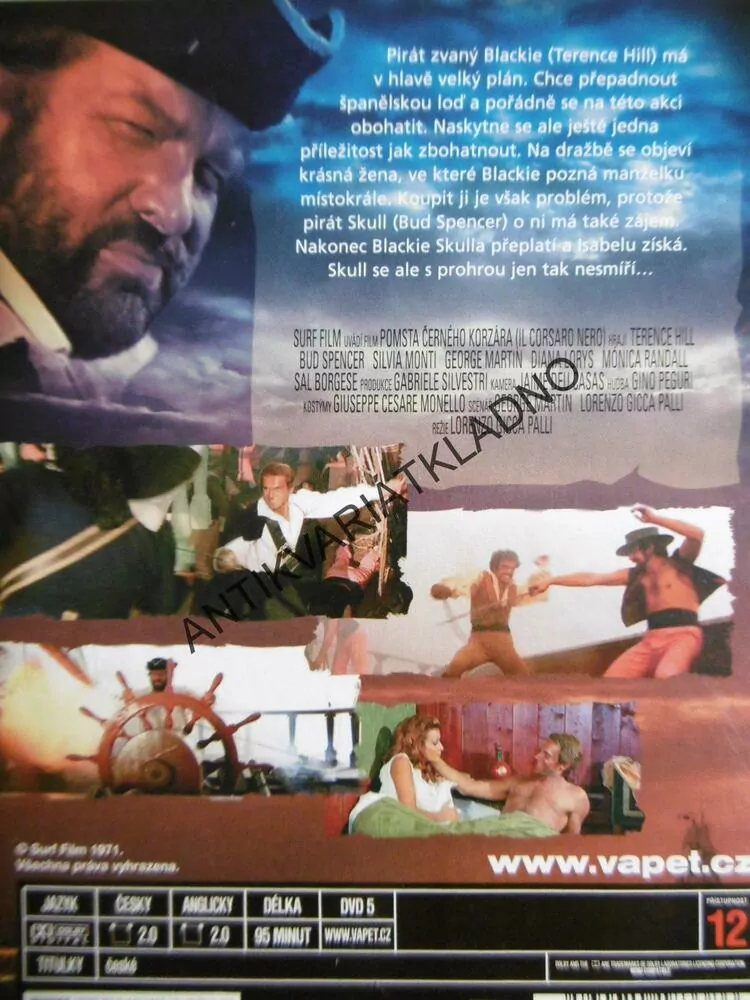 POMSTA ČERNÉHO KORZÁRA,TERENCE HILL, BUD SPENCER, SILVIA MONTI, DVD FILM