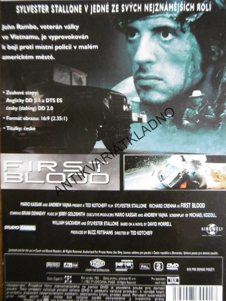 RAMBO, PRVNÍ KREV, SYLVESTER STALLONE, DVD FILM
