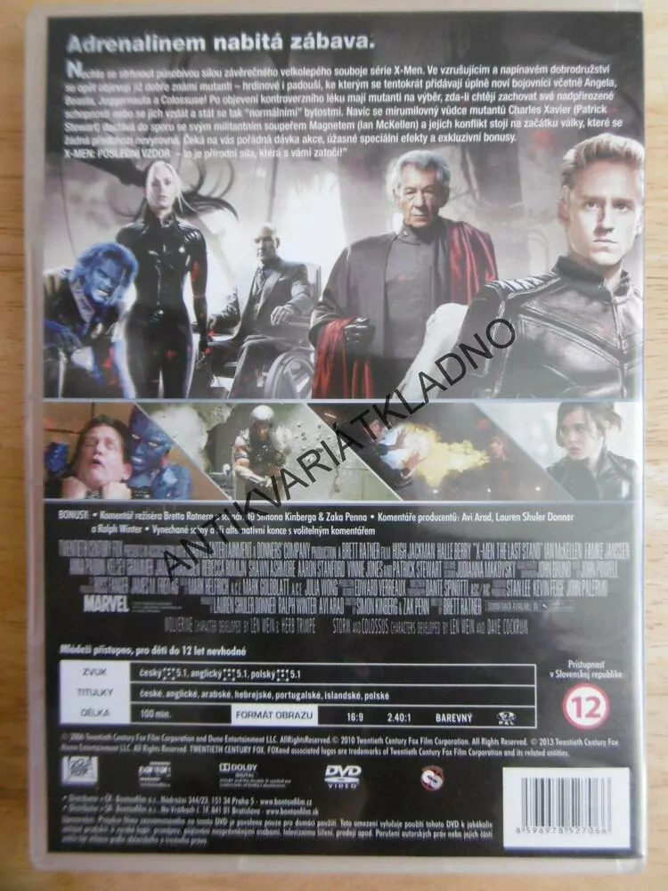 MARVEL - X-MEN, POSLEDNÍ VZDOR, DVD FILM KOMIKS