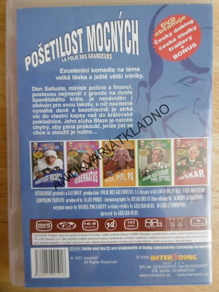 POŠETILOST MOCNÝCH, LOUIS DE FUNES, DVD FILM