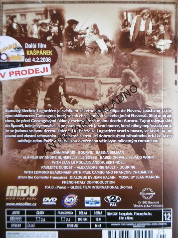 HRBÁČ, JEAN MARAIS, BOURVIL, SELMAN, DVD FILM