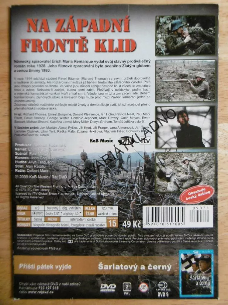 NA ZÁPADNÍ FRONTĚ KLID, DVD FILM