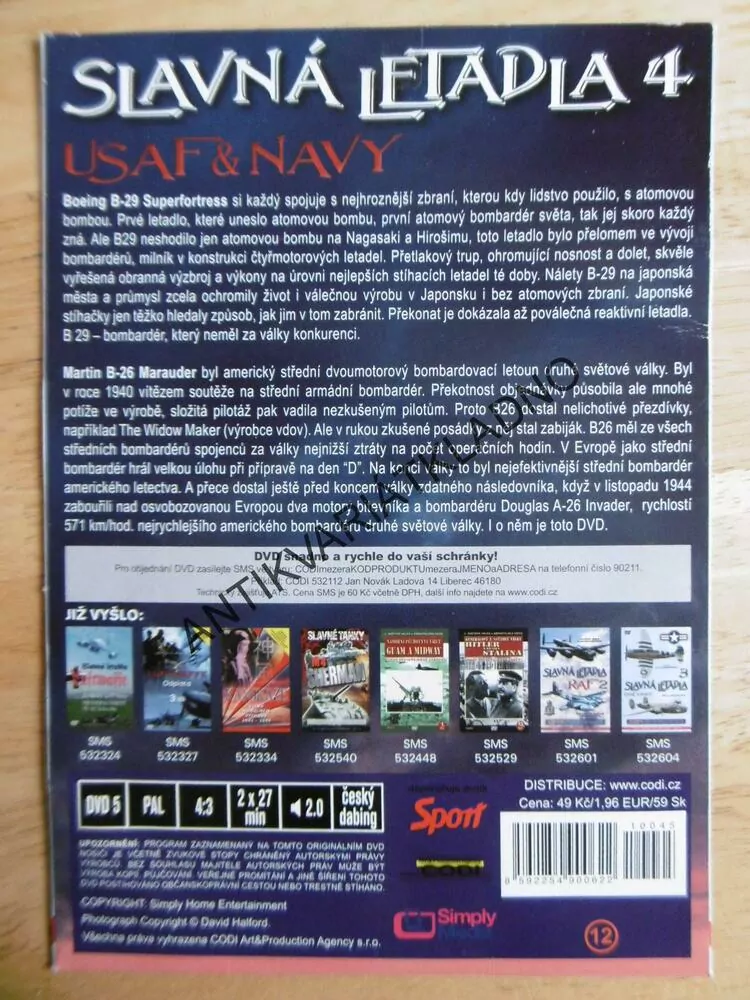 SLAVNÁ LETADLA 4.,USAF, NAVY, DVD FILM DOKUMENT