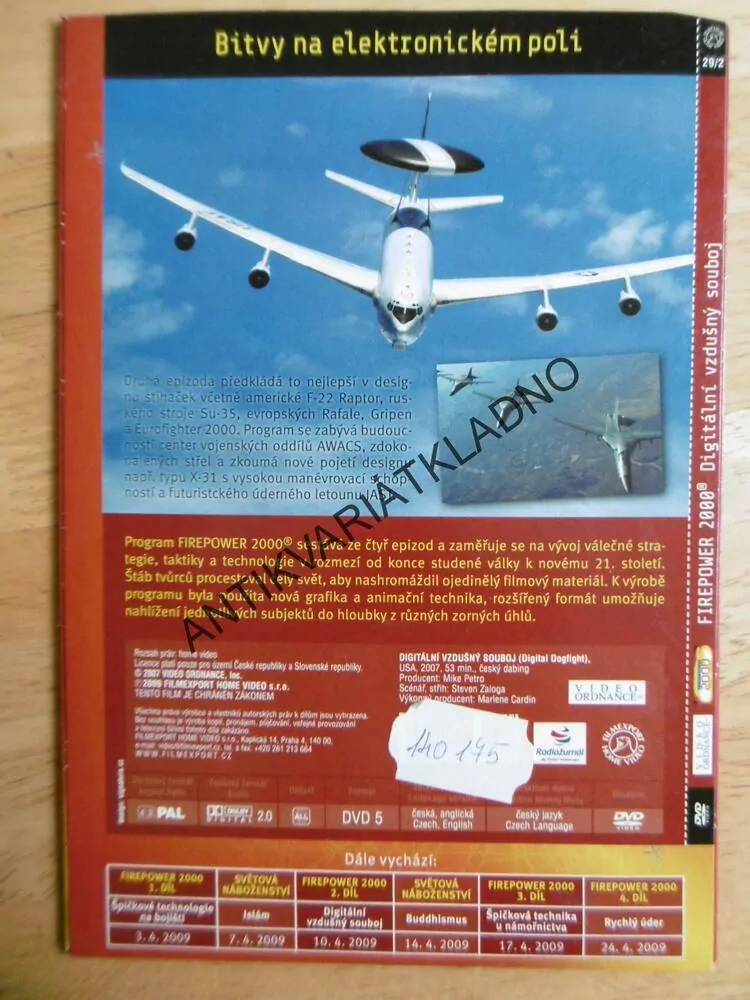 DIGITÁLNÍ VZDUŠNÝ SOUBOJ, FIREPOWER 2000, DVD FILM DOKUMENT