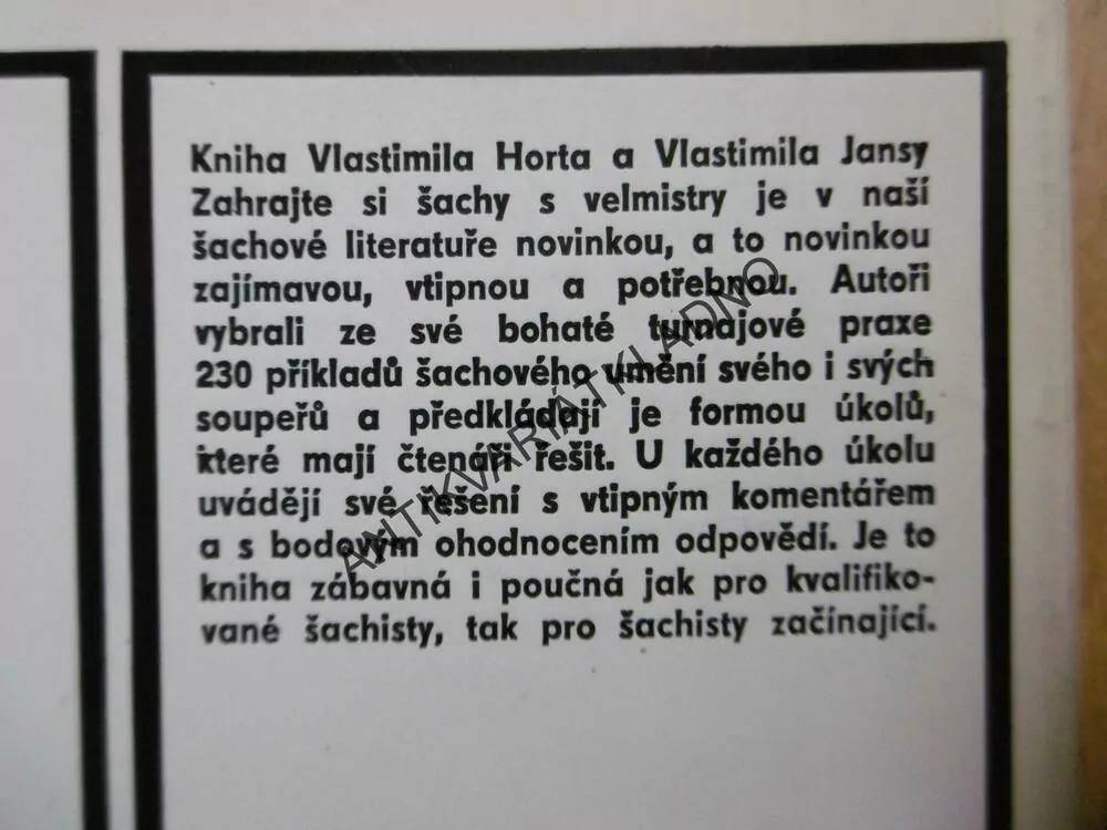 ZAHRAJTE SI ŠACHY S VELMISTRY, VLASTIMIL HORST A JANSA