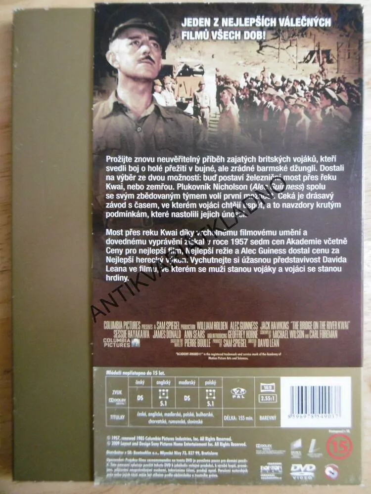 MOST PŘES ŘEKU KWAI, DVD FILM