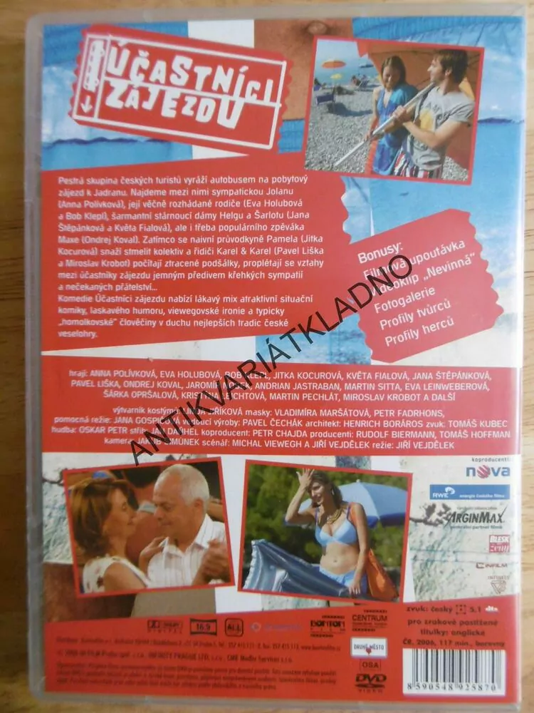 ÚČASTNÍCI ZÁJEZDU, POLÍVKOVÁ, HOLUBOVÁ,KLEPL, DVD FILM