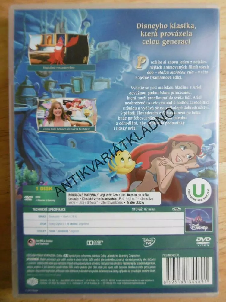 MALÁ MOŘSKÁ VÍLA, DISNEY, DVD FILM