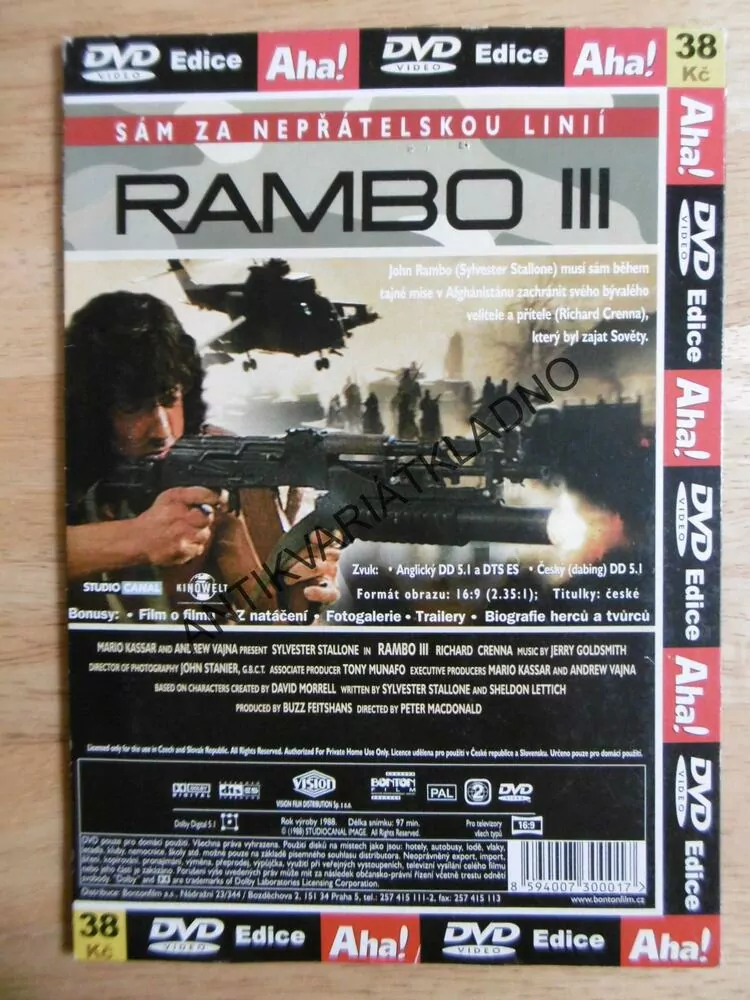 RAMBO III, STALLONE, DVD FILM