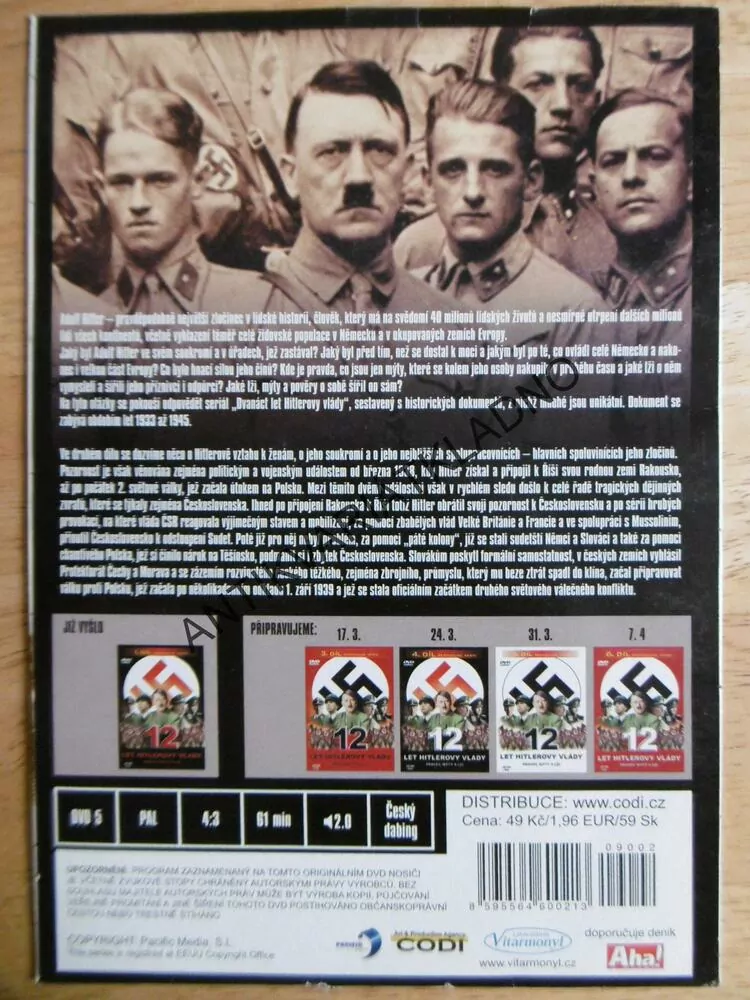 12 LET HITLEROVY VLÁDY, 2., DOKUMENT DVD FILM 2.SVĚT.VÁLKA,