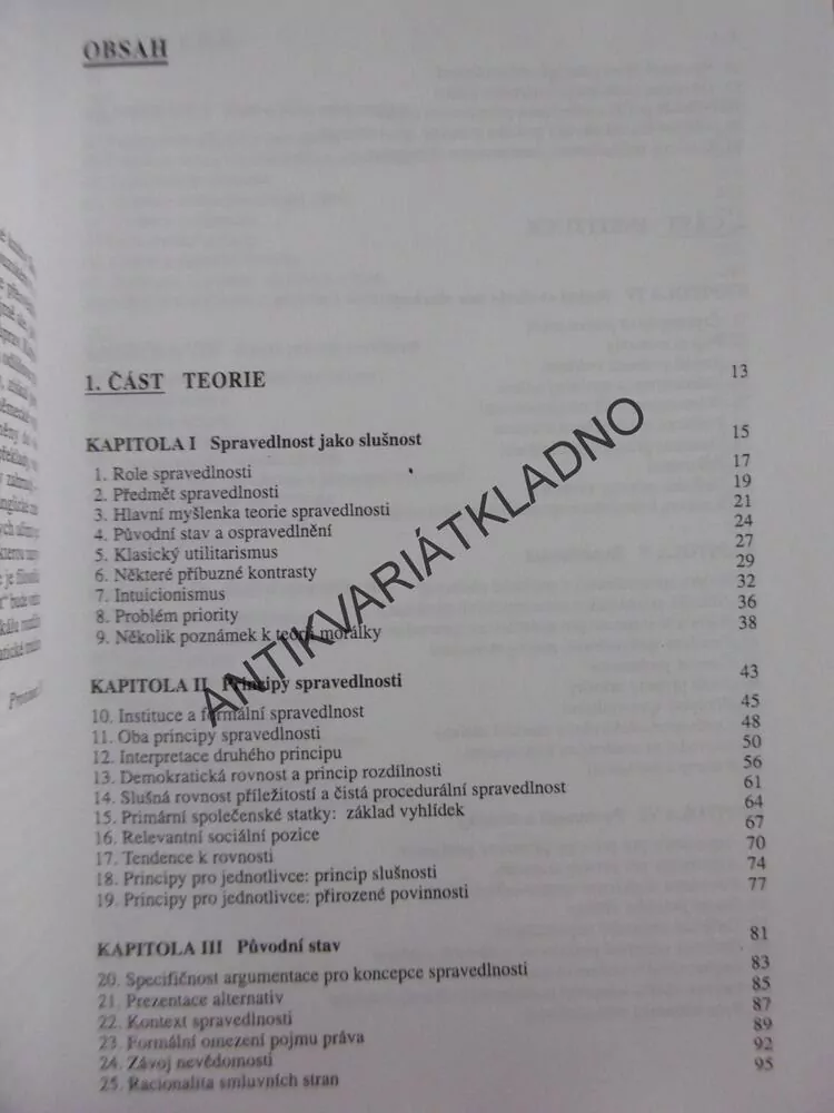 TEORIE SPRAVEDLNOSTI, JOHN RAWLS, 